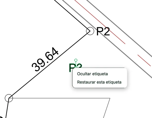 Menú contextual con Ocultar etiqueta y Restaurar esta etiqueta