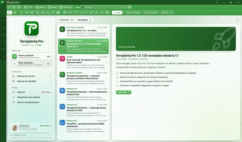 Pestaña Novedades de la pantalla de inicio