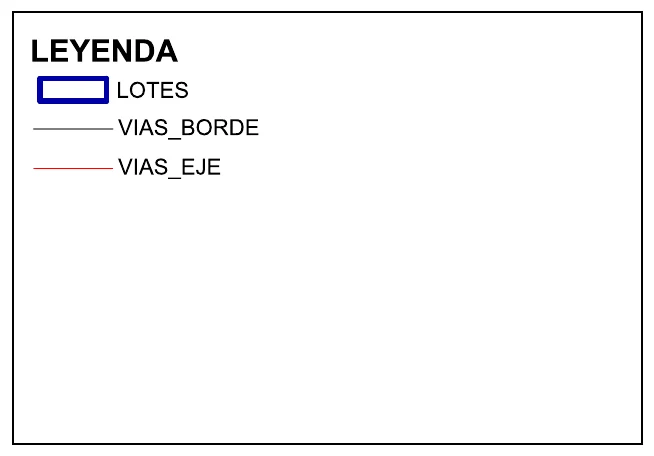 Leyenda con lotes, bordes de vía y ejes de vía