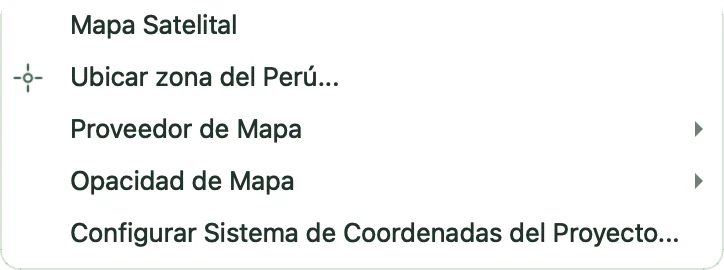 Opciones de mapa del menú Ver