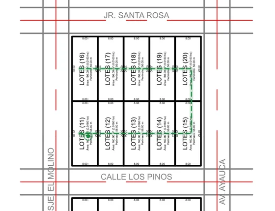 Trazo de numeración recorriendo la manzana A