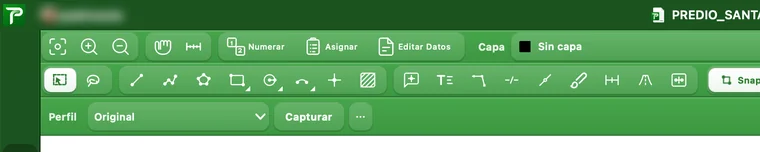 Barra de perfiles con selector Perfil, botón Capturar y menú